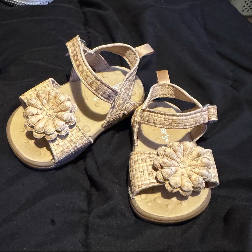 Carter's Tan Kids Sandals with Floral Design